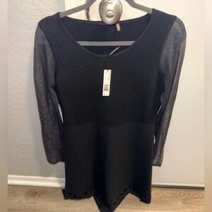 ELIE TAHARI Zita black long sleeve knit knee length dress medium m 8 10 NWT